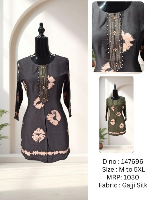 TUNIC GAJJI SILK KURTI BLACK