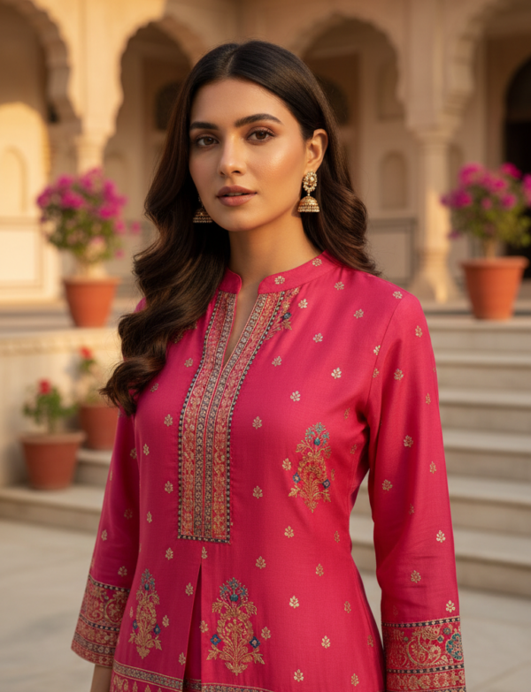 TUNIC GAJJI SILK KURTI PINK